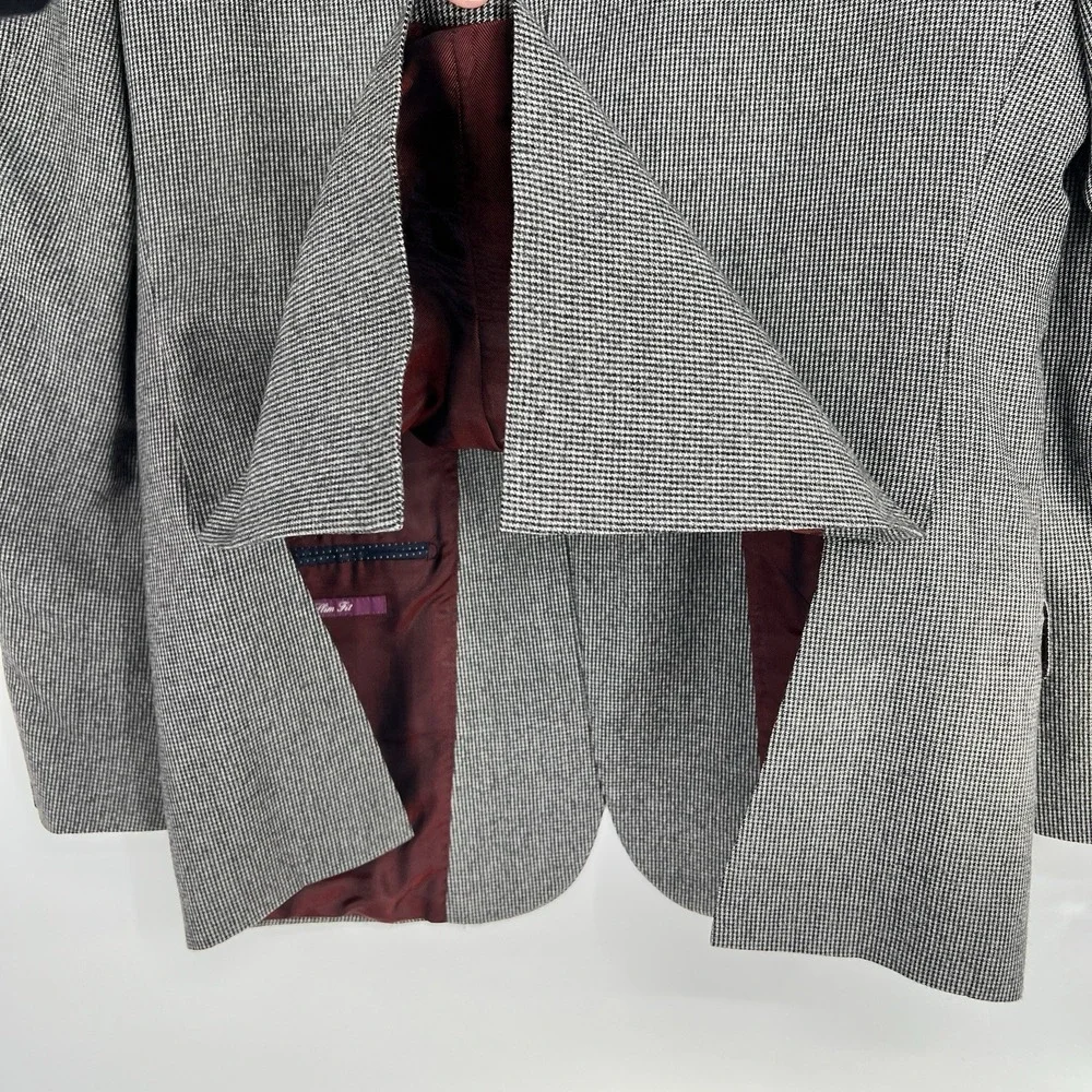 Charles Tyrwhitt Mens‎ Sport Coat Black Check Yorkshire Tweed Wool Slim Fit 38S